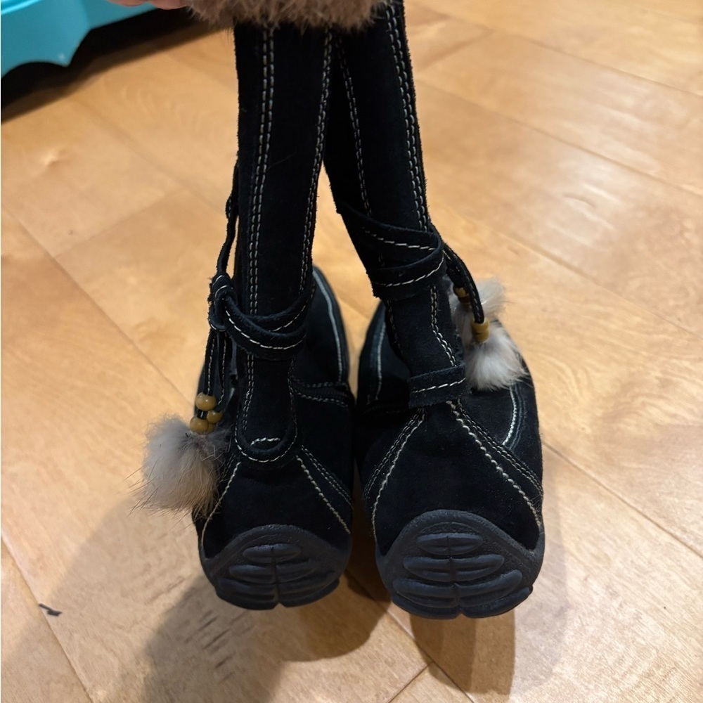 Tamaris suede fur lined boots moccasins black sz 40 9 - Picture 5 of 9